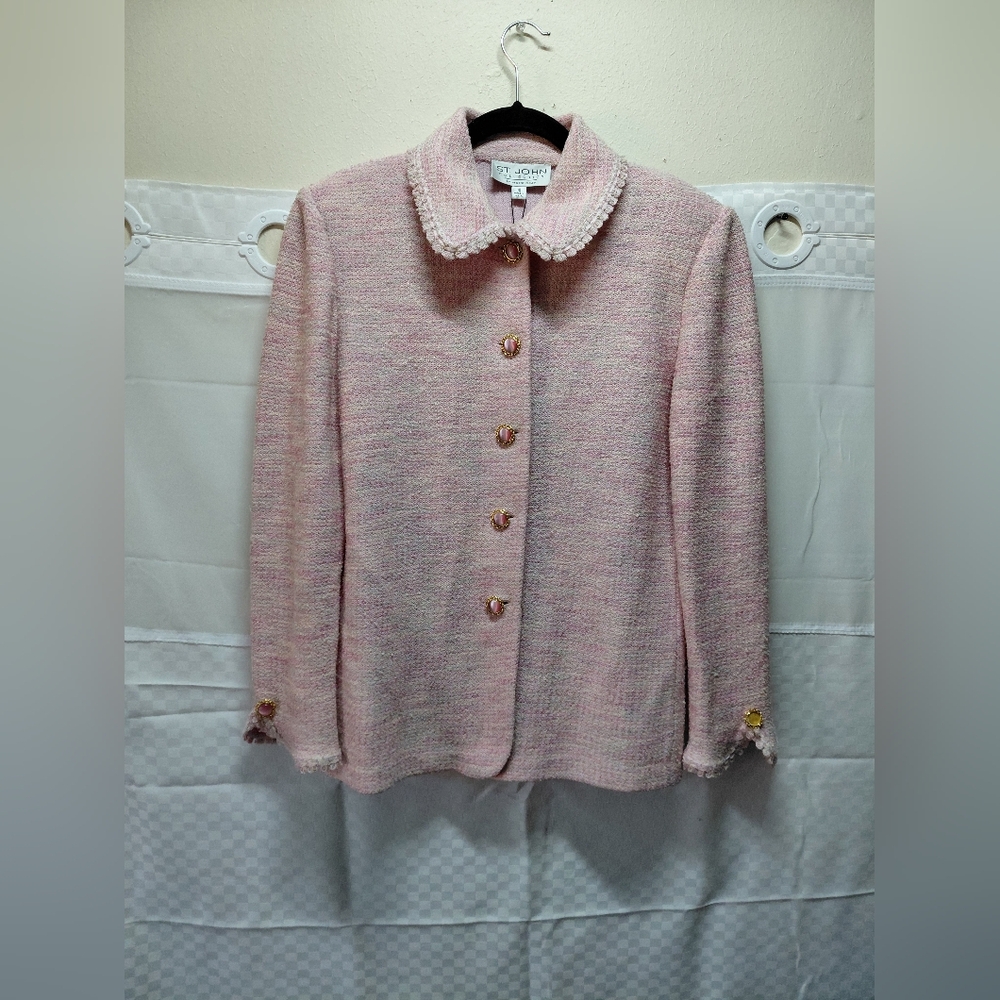 St. John Collection Pink Tweed Collar Jacket See The Pic For Details